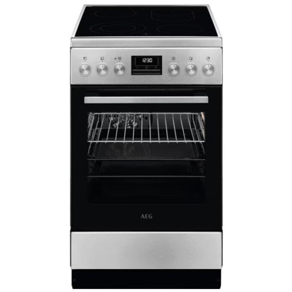 AEG - CCB5449BBM (Silber Elektrischer Standherd) - Glatte Emaille Innenraum, Leichtreinigungstür & Teleskopauszug