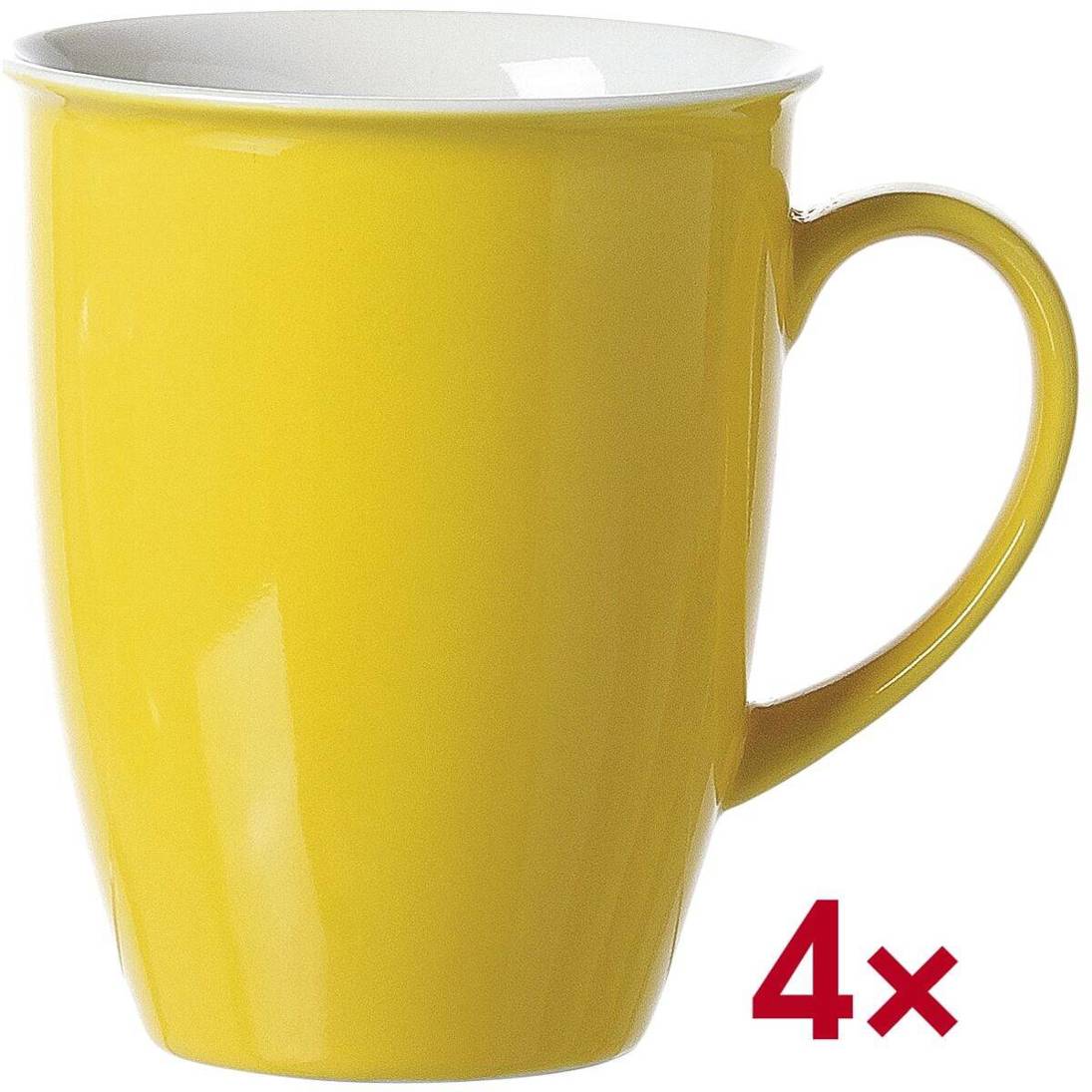 Ritzenhoff & Breker - Kaffeebecher 'Doppio' (4-teilig, spülmaschinenfest, Gelb, Porzellan, 320ml)