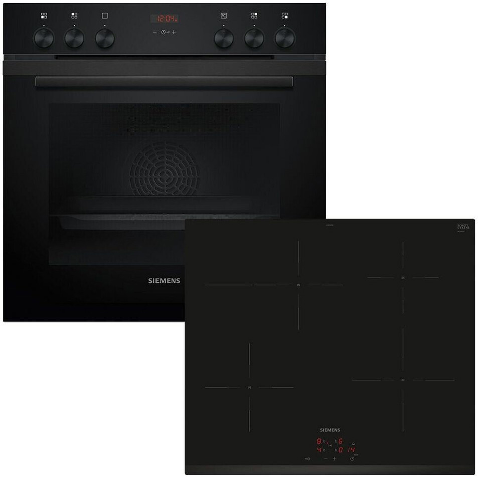 Siemens - HE213ABB4 - iQ300 Induktionsherd-Set mit Ceran Kochfeld, Großflächengrill & 3D Heißluft