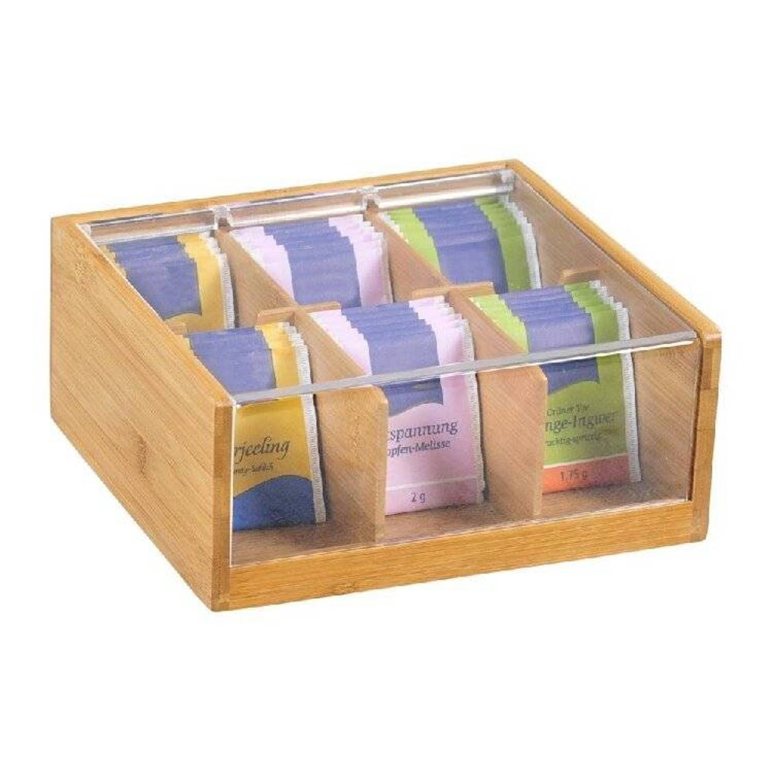 Esmeyer - EARL GREY (Teebox aus Bambusholz mit 6 Fächern Kunststoff-Sichtklappe)
