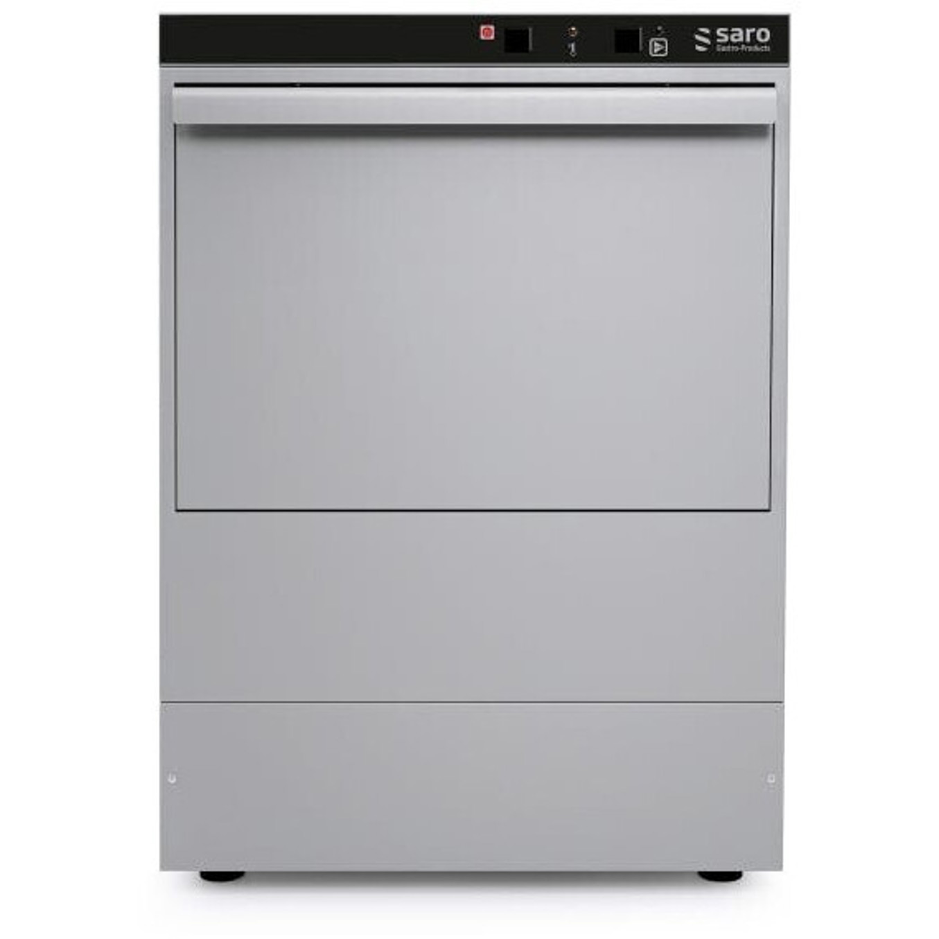 Saro - 440-1000 (Freistehender Gewerbegeschirrspüler, schwarz, 2 kW Tankheizung, 2.5 kW Boilerheizung, Tellerkorb & Besteckkorb, 350 x 350 mm Korbabmessungen, 14 Liter Tankinhalt, 2600 Watt Anschlusswert)
