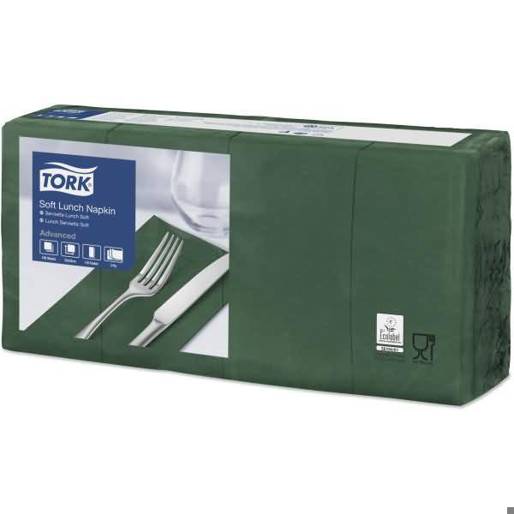 TORK - Advanced 33x33cm - 3-lagig dunkelgrün Lunchservietten (1/8 Falz, EU Ecolabel)