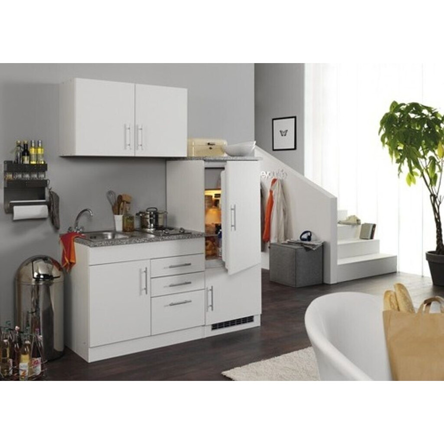 Held Möbel - BERLIN (Weiß) - Miniküche mit Kühlschrank & 160cm Breite