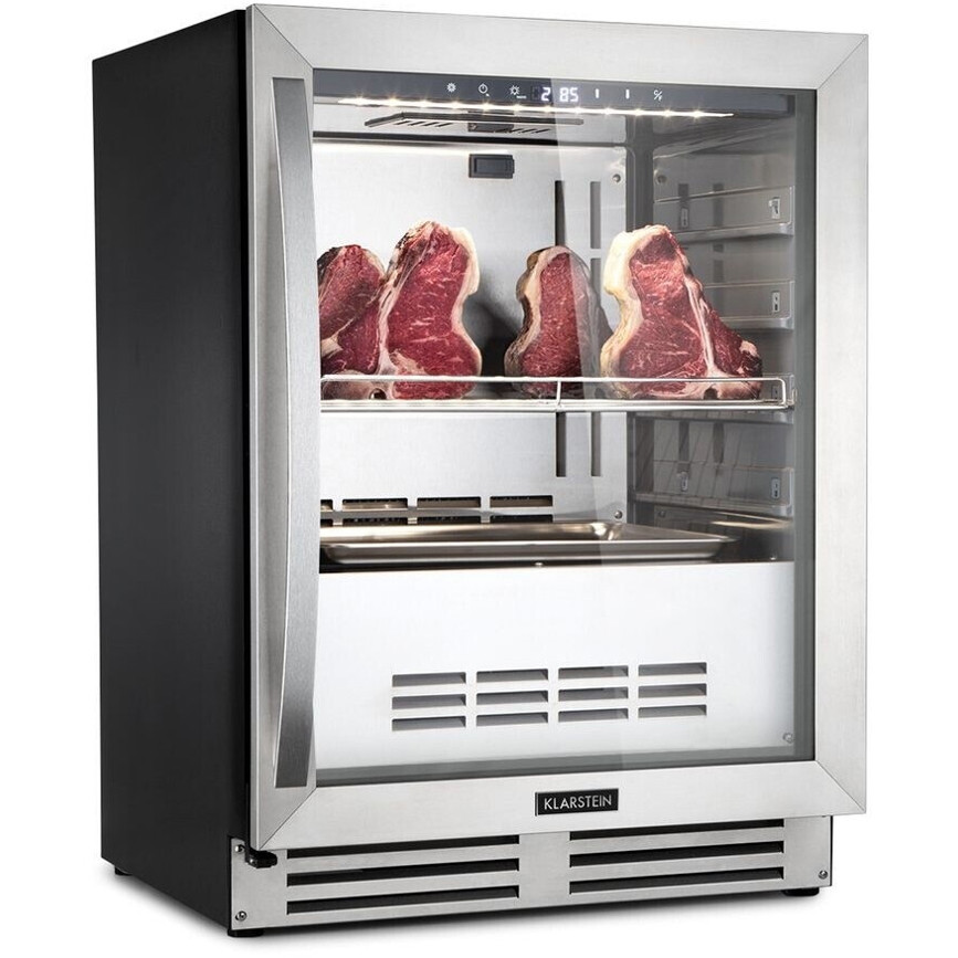 Klarstein - Steakhouse Pro Steak Ager 98l (Freistehender Reifeschrank aus Stahlblech, 98l, schwarz/weiß, antibakterielles UV-Licht)
