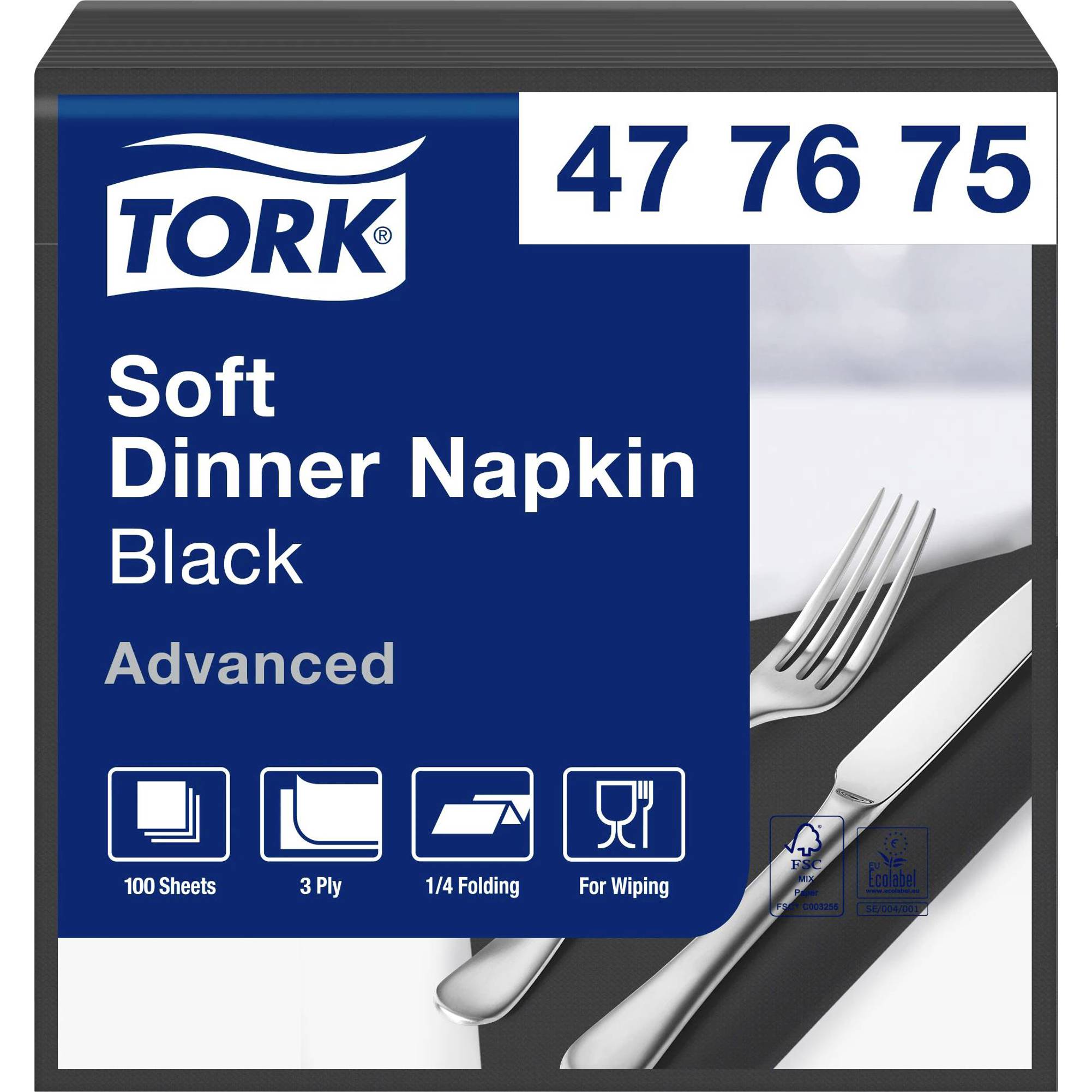 TORK - 477675 (Papierserviette, Schwarz, EU Ecolabel, 3-lagig)