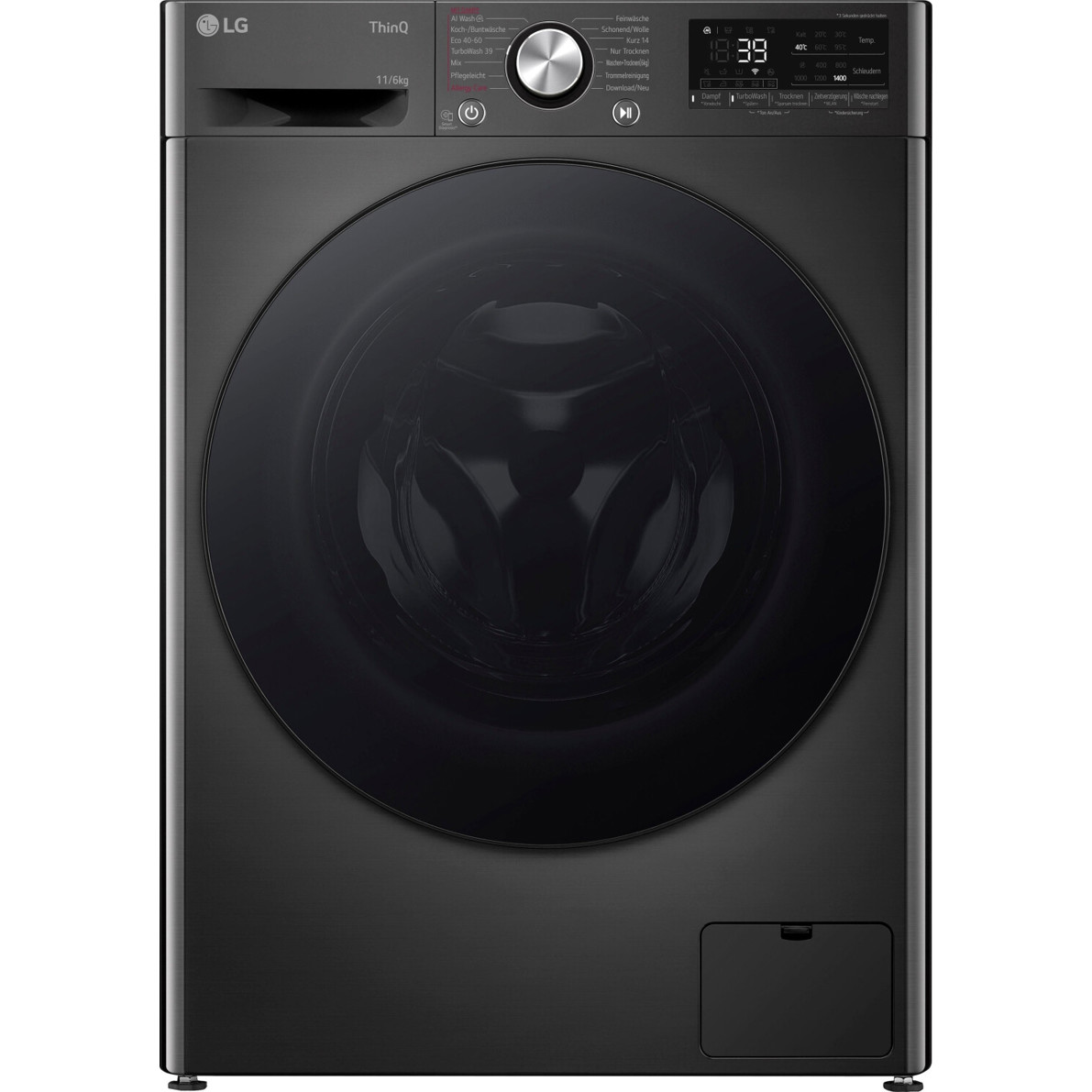 LG - W4WR70E6YB - Waschmaschine (schwarz, Edelstahl, LED, WLAN & Sprachsteuerung, Inverter-Motor, Frontlader)