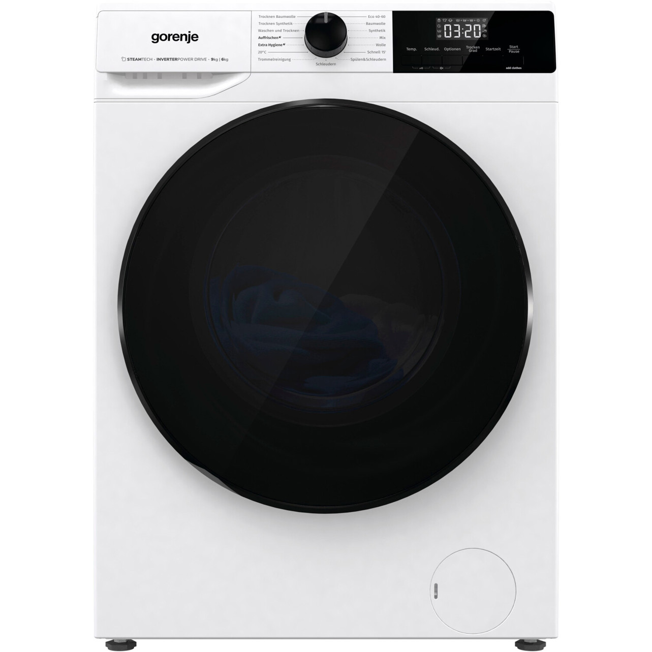 Gorenje - WD2A964ADPS/DE (Weiß/Schwarz, Frontlader, groß, freistehender Waschtrockner)