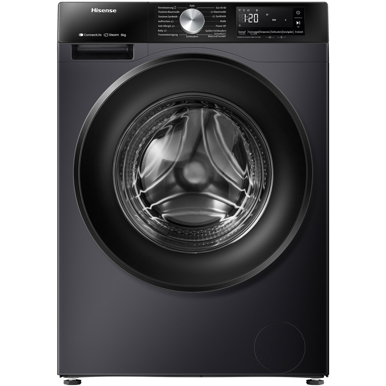 Hisense - WD3S8043BB3 (Freistehender Waschtrockner) (Smart Pairing) (WLAN-Funktion) - Frontlader in Schwarz