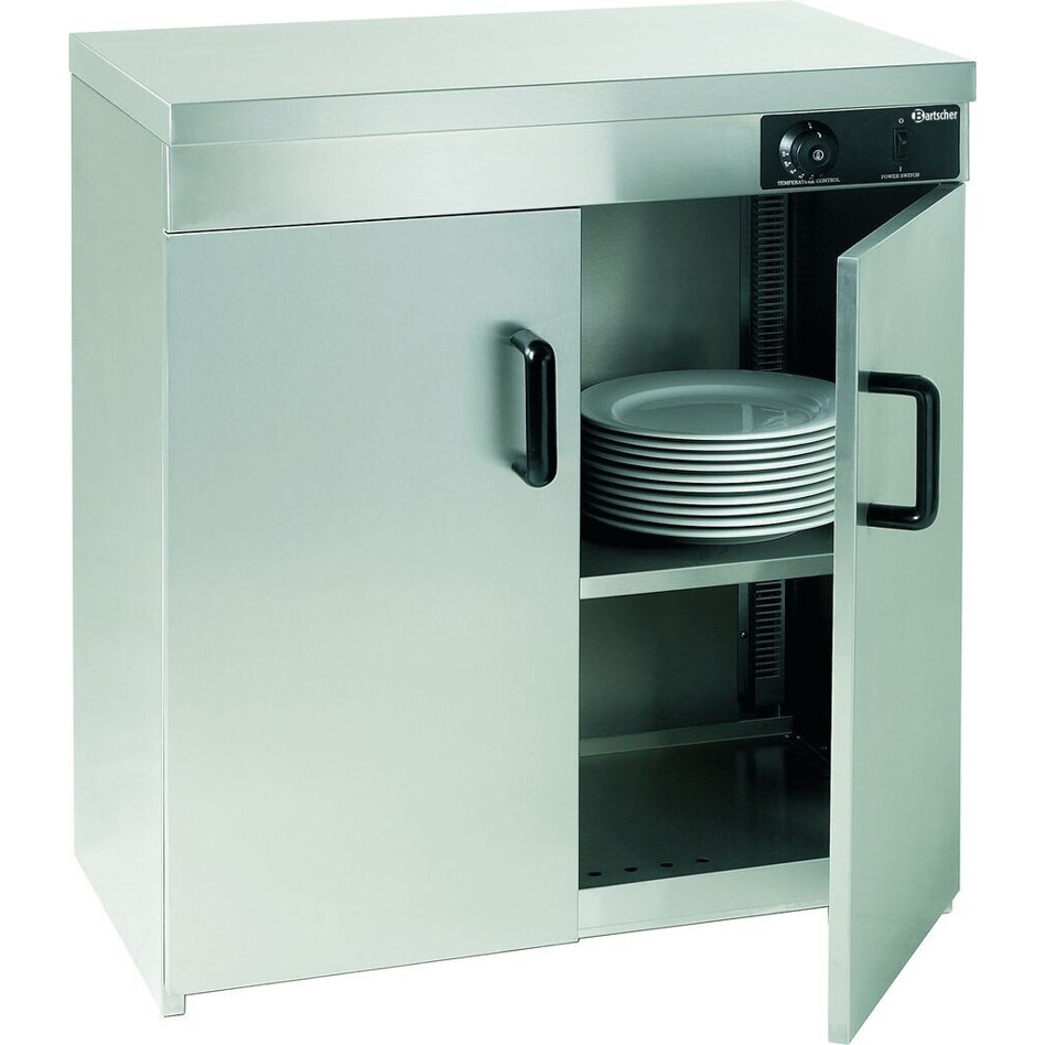 Bartscher - B103122 (Tellerwärmer, Wärmeschrank, Tassenwärmer) - Silber, 110-120 Teller Kapazität, Edelstahl-Optik