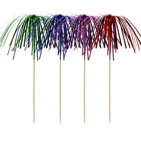 Papstar - 100 Deko-Picker 15,5 cm "Feuerwerk" (Holz, farbig sortiert)