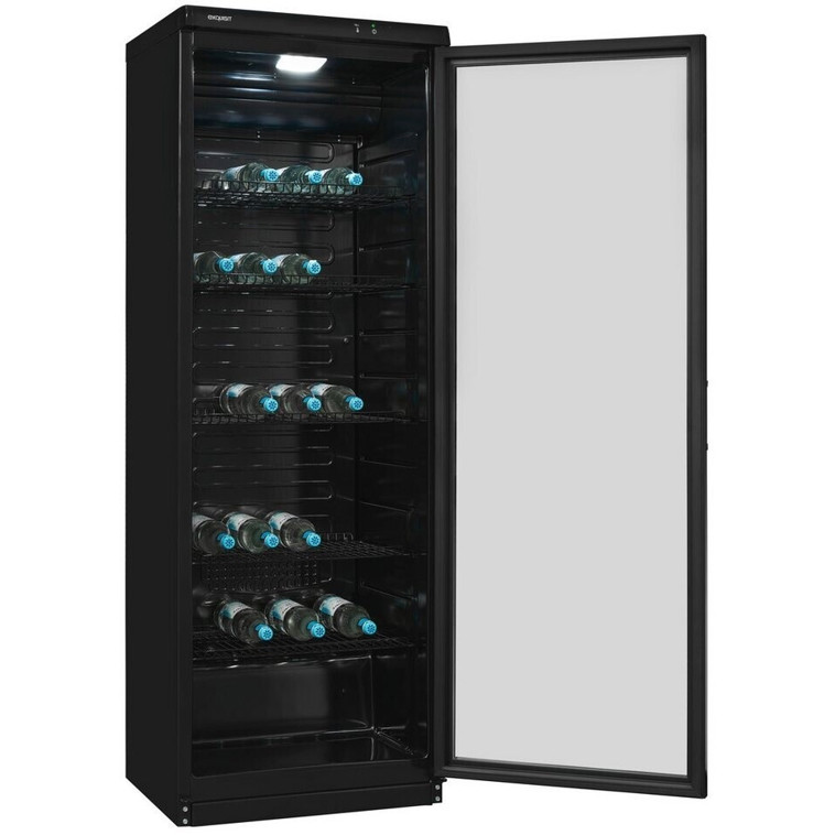 Exquisit - GKS350-1-GT-280D - Getränkekühlschrank (freistehend, 320 Liter, Glastür, Edelstahl, 173cm, schwarz)