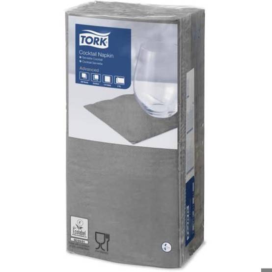 TORK - Advanced 24x24cm 1/4 Falz 2-lagig - Graue Cocktailservietten, VE=200 Stück