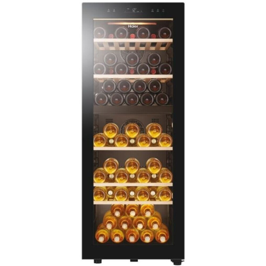 Haier - HWS79GDG (Weinklimaschrank) - freistehend, silber, 79 Flaschen, LED-Display, Temperaturzonen-1