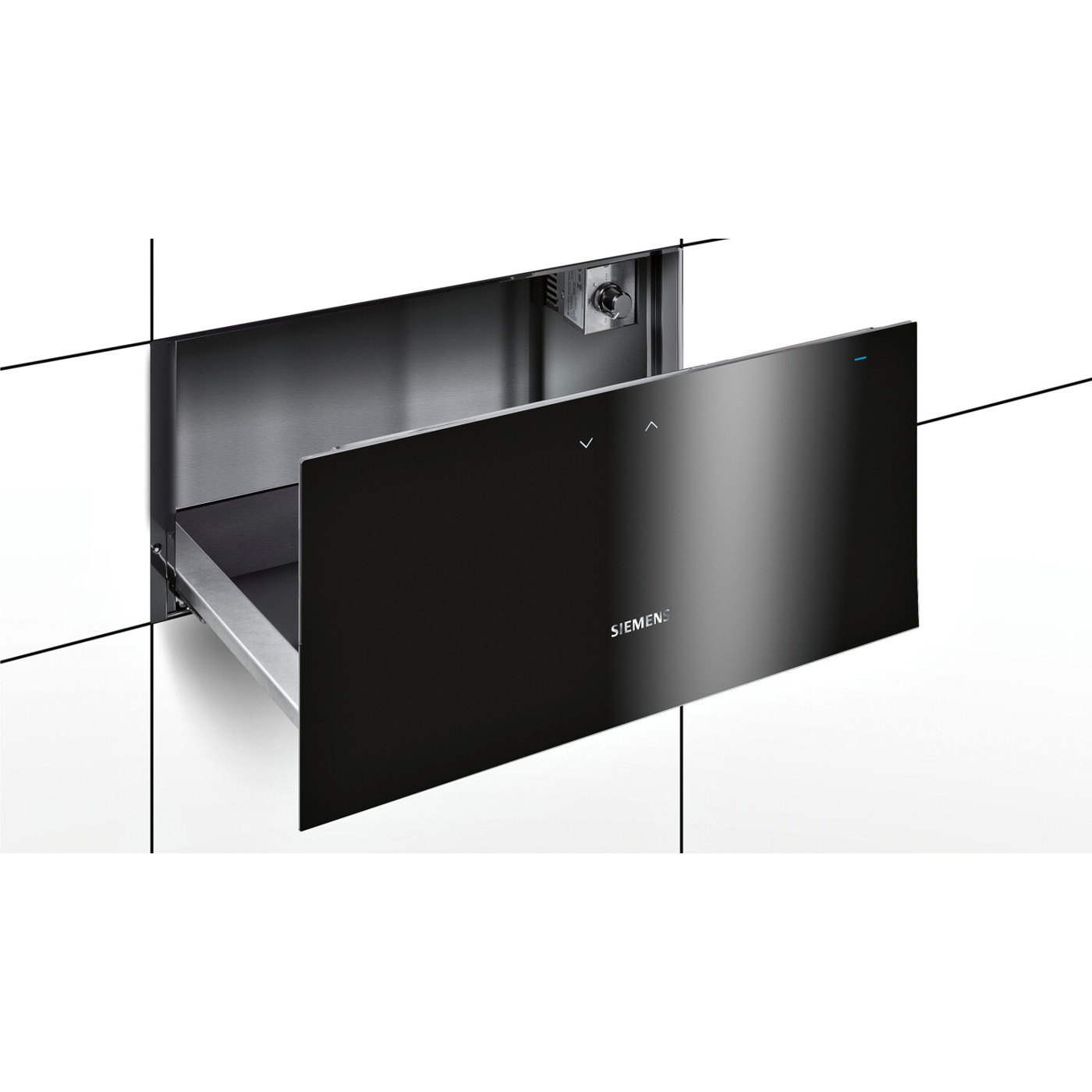 Siemens - BI630DNS1 (Wärmeschublade) - Grifflos, Schwarz, 59,4 cm Breite - Max. Belastbarkeit 25 kg - Push-to-open, Hartglas-Heizplatte
