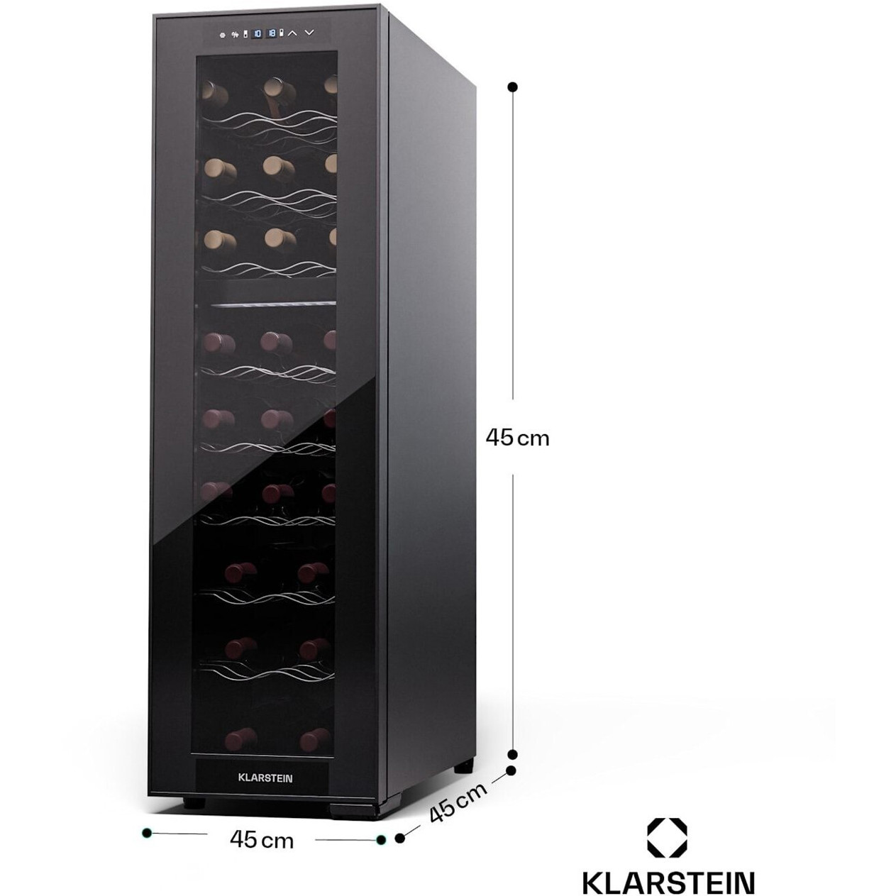 Klarstein - Shiraz 24 Duo (freistehend, 2 Zonen Weinkühlschrank mit 24 Flaschenkapazität, LED-Display, Thermostatregelung)