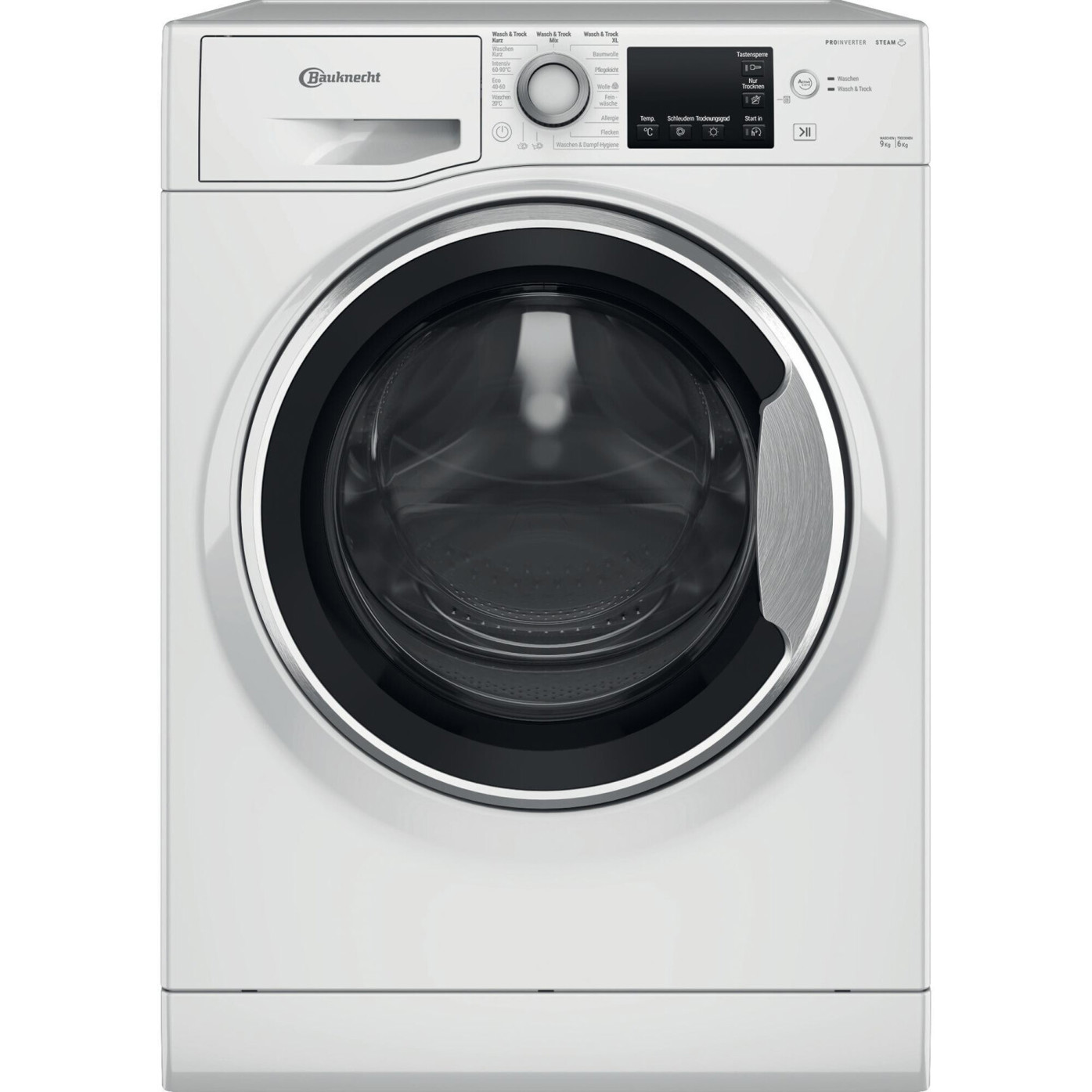 Bauknecht - 9614 - Freistehender Waschtrockner Frontlader (Weiß) mit Inverter-Motor, 9kg Waschkapazität, Programm-Drehknopf & TouchControl, 1.400 U/min - Kindersicherung & Wasserauslaufschutz