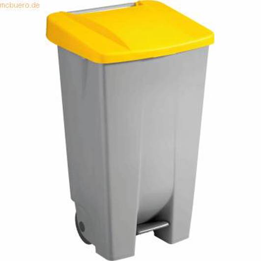 SunWare - 120l (Grau mit Gelbem Deckel) Abfallcontainer Kunststoff
