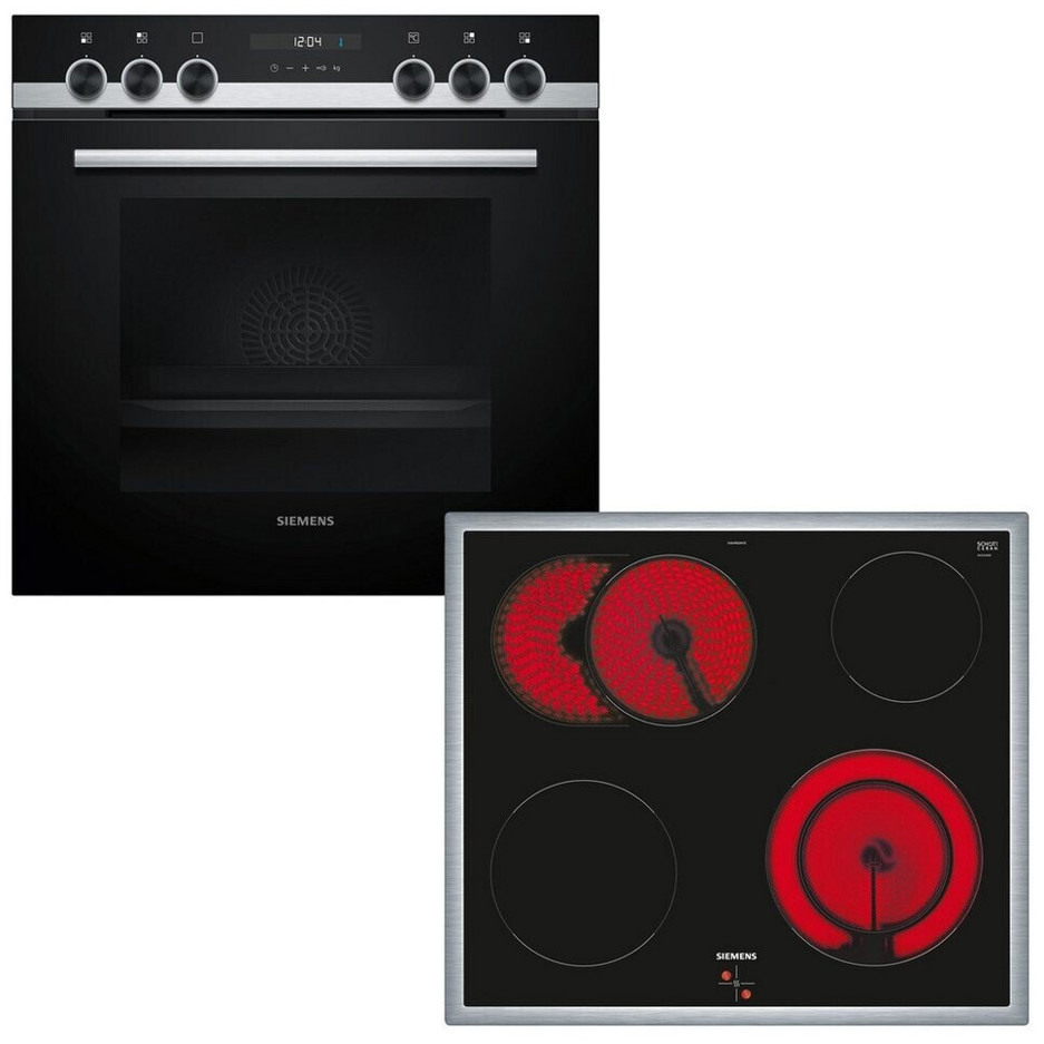 Siemens - EQ521KB11 - iQ500 Elektroherd-Set mit 4 Kochstellen, Glaskeramik, Timer