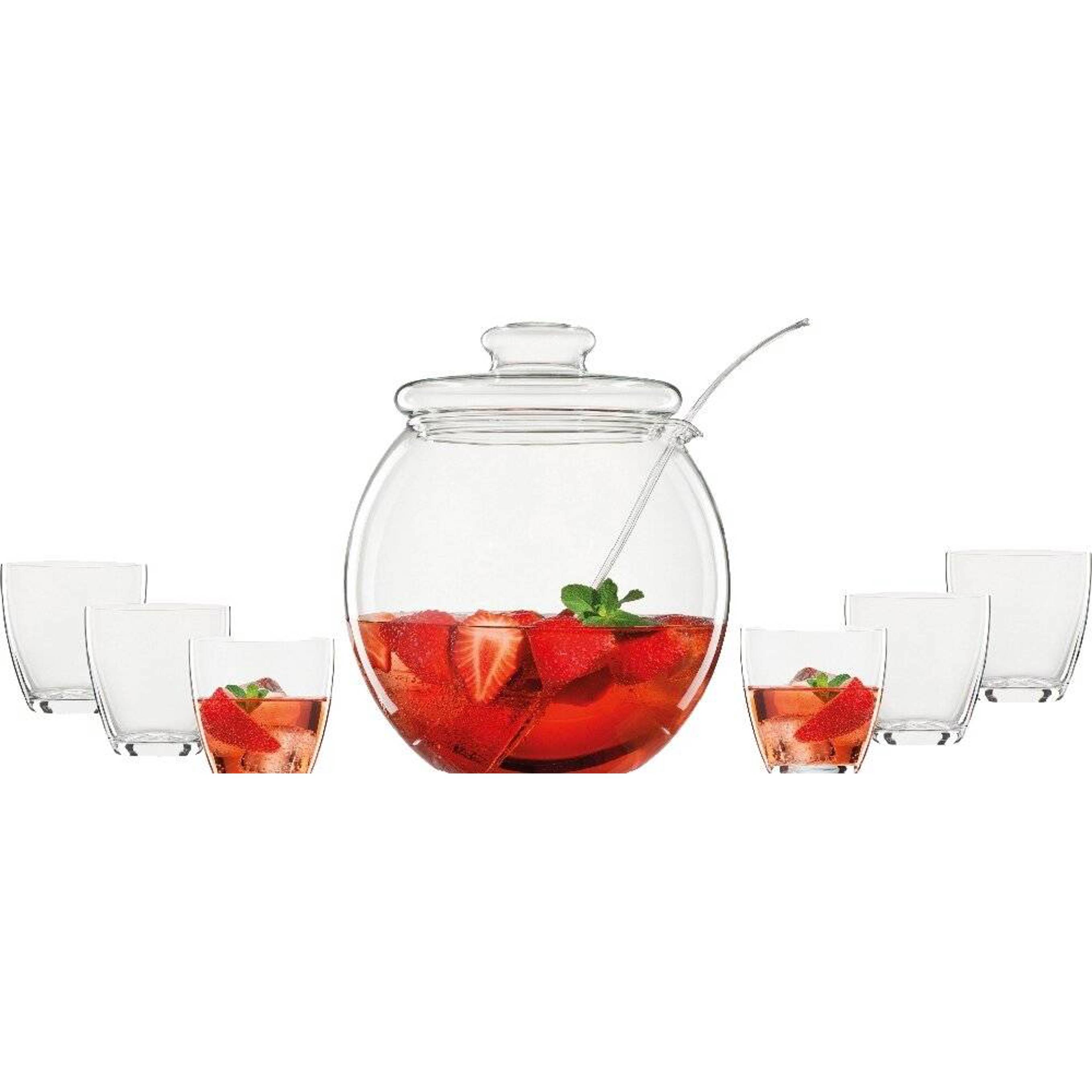 Bohemia Cristal - Bowle-Set 9-tlg. | 4,5L Schale & 6x 30cl Becher & Kunstoffkelle