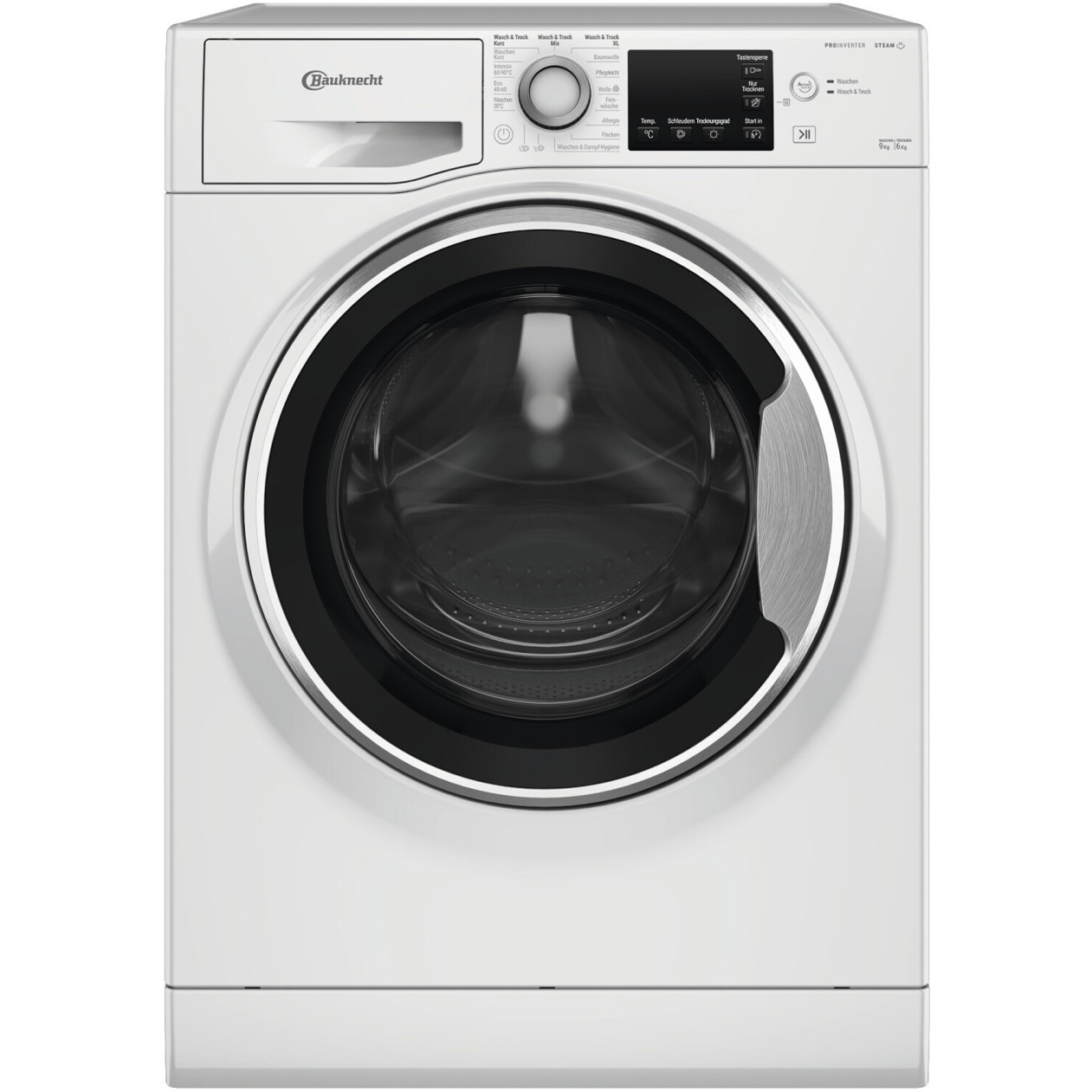 Bauknecht - Sense 96 41 N, freistehender Waschtrockner (Edelstahl Trommel, 9 kg Waschen, 6 kg Trocknen, Inverter-Motor, Frontlader)
