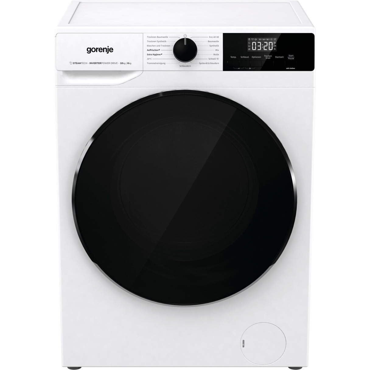 Gorenje - WD2A164ADPS/DE (Freistehender Waschtrockner - weiß/schwarz - 10kg/6kg - Edelstahl - 1.400U/min)