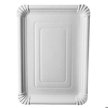 Papstar - 125 Teller | Pappteller Pure eckig (24 cm x 33 cm) - Weiß