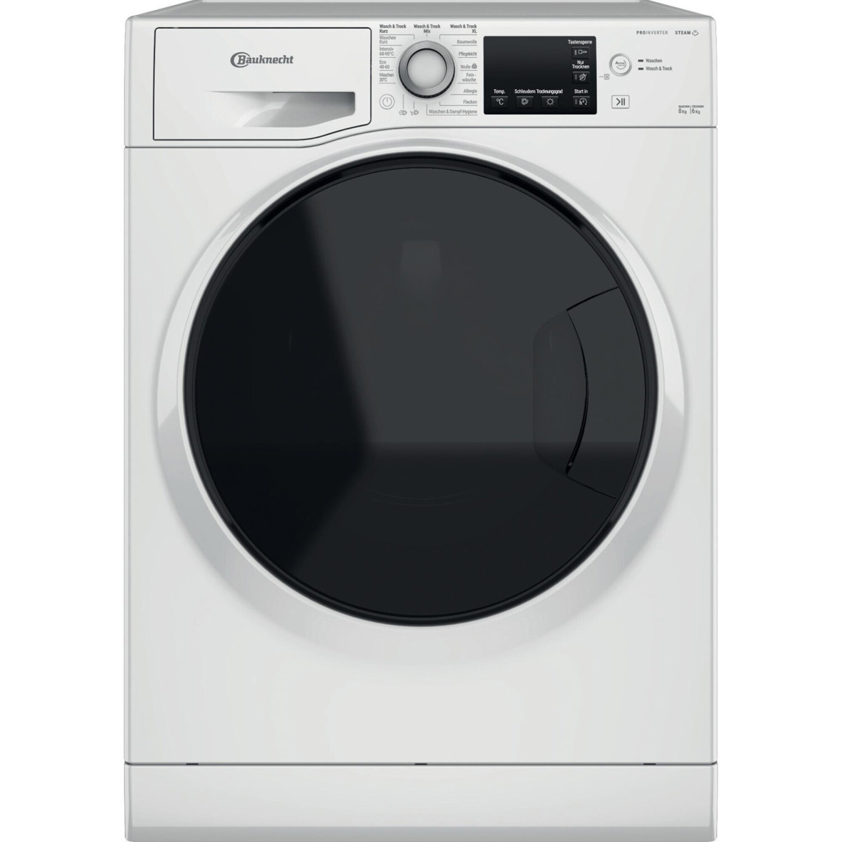 Bauknecht - 86S41C (freistehender Waschtrockner - 8kg/6kg, Inverter-Motor, Programm-Drehknopf & TouchControl-Tasten - Edelstahl - 1400 U/min)