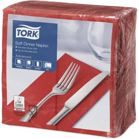 TORK - Advanced - Dinnerservietten 39x39cm 1/8 Falz 3-lagig Rot (100St, EU Ecolabel)