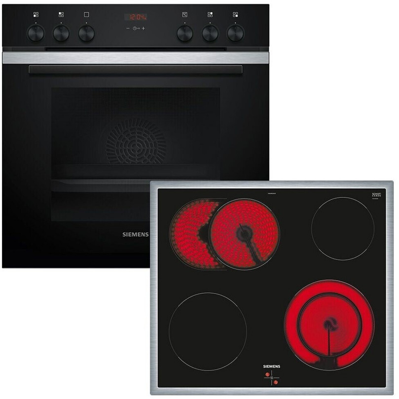 Siemens - EQ211KA11 - Schwarz Elektrokochfeld-Set, 4 Kochzonen (HE213ABS3 + EA64RGNA1E)