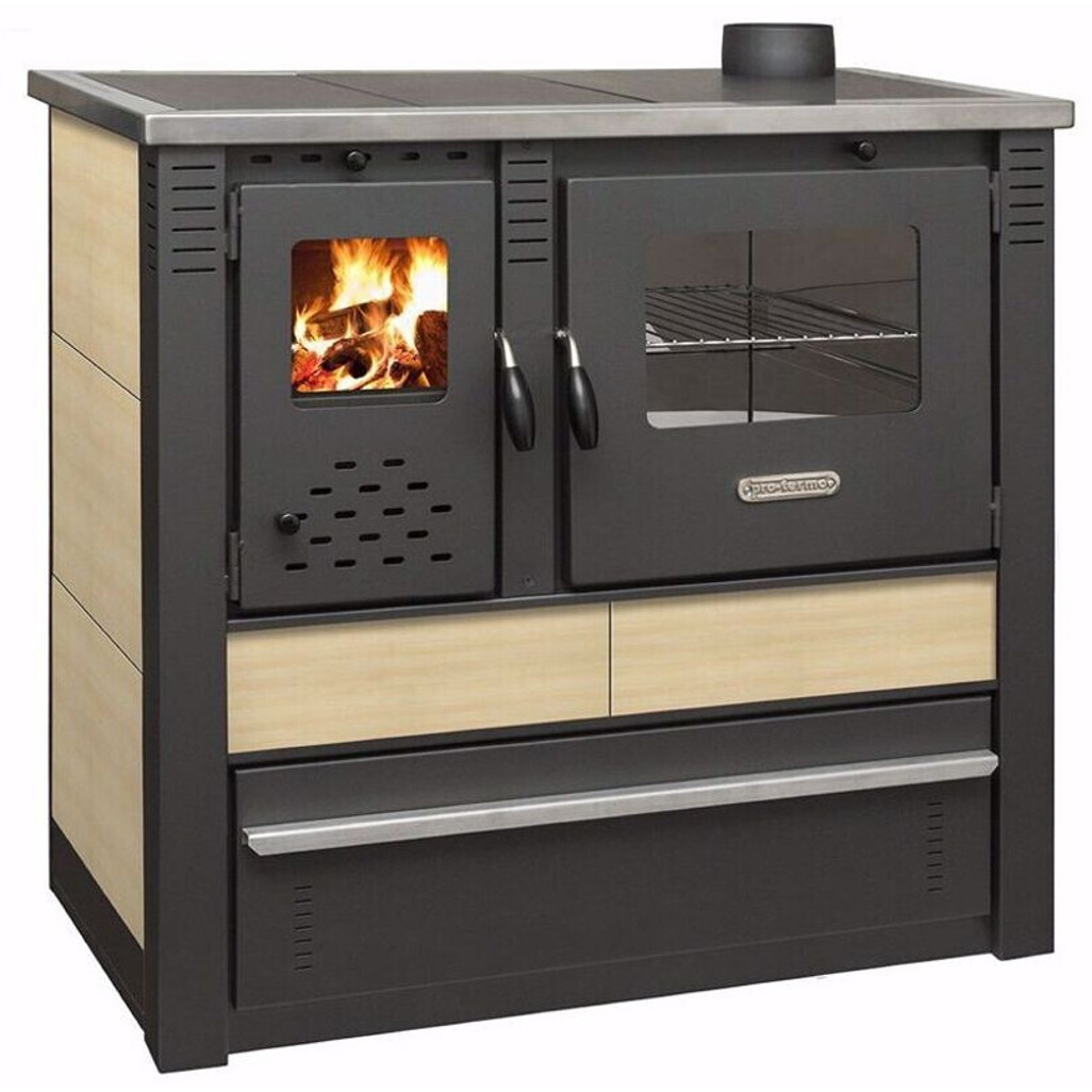 Pro Termo doo - Panonia - Standgerät Holzherd mit Backofen (schwarz, beige)