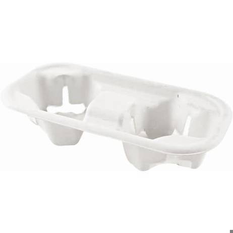 Naturestar - VE=50 Stück Becherhalter Bio Double Zuckerrohr weiß (für 2 Becher)