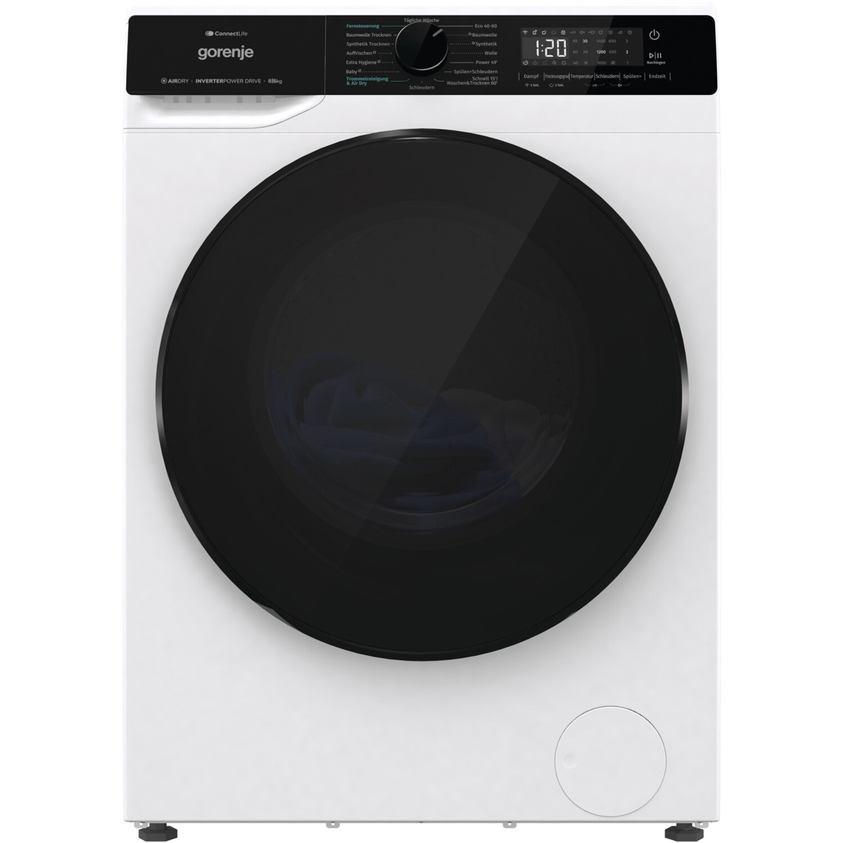 Gorenje - WD2PA854ADW - Freistehender Waschtrockner (Weiß/Schwarz, WLAN, LED Display)