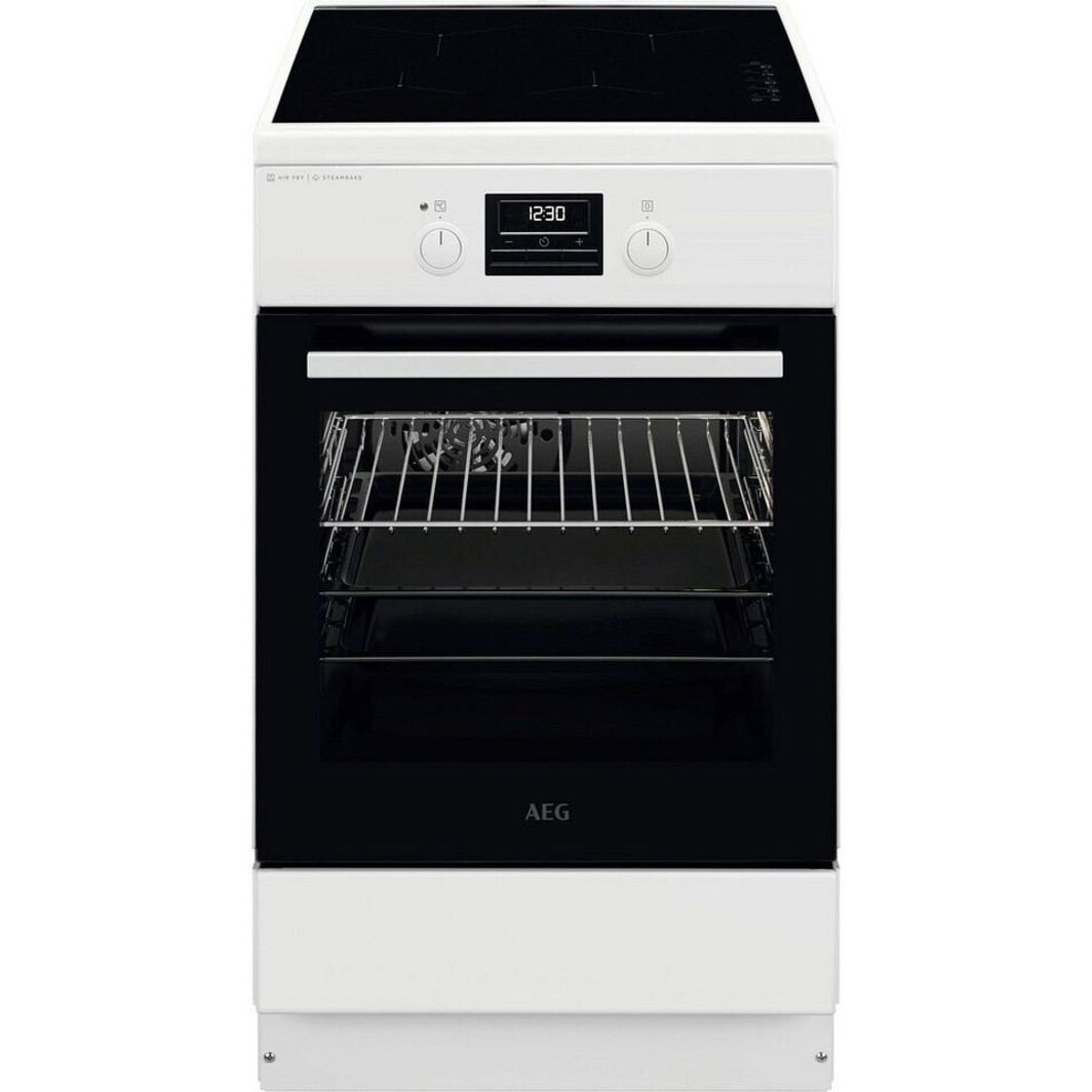 AEG - CIB56494BW Induktionskochfeld-Herd (weiß, 60 cm Tiefe, 50 cm Breite, 4 Kochstellen, Glaskeramik & Emaille)