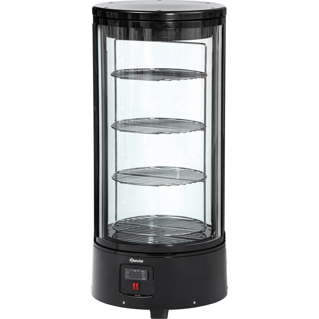 Bartscher - Mini-Kühlvitrine 72L (freistehend, schwarz/weiß, Stahlblech, Umluftkühlung, elektronische Temperaturregelung, Glastür, Abtauautomatik, Temperaturbereich +2 bis +10 °C)