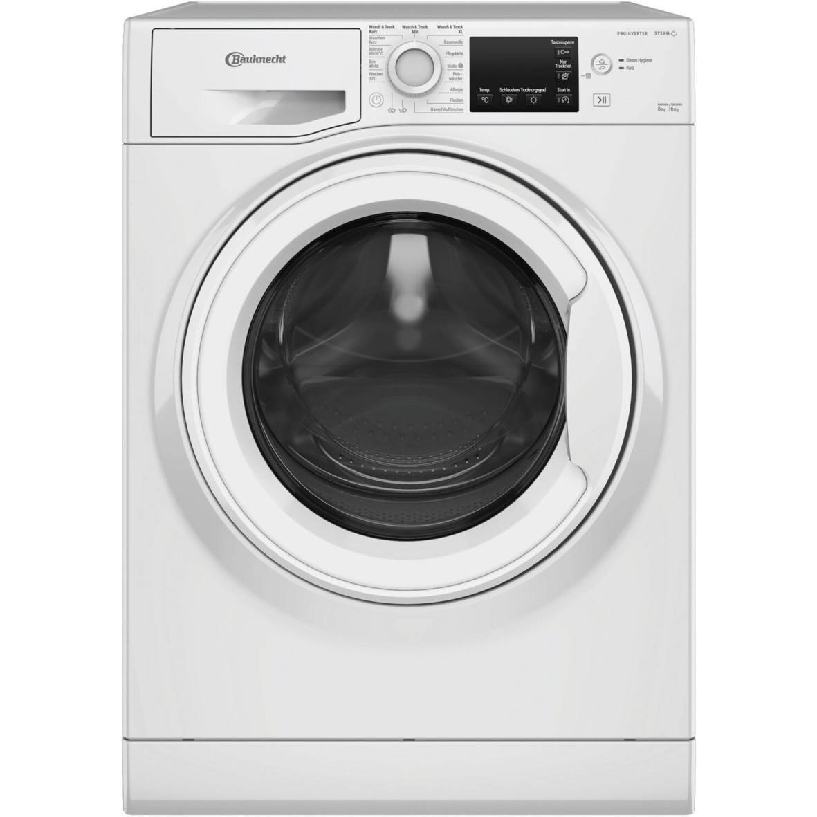 Bauknecht - Eco Plus 86 43 N (Freistehender Waschtrockner, 8kg/6kg, Inverter-Motor, Frontlader, 1400 U/min, Weiß)