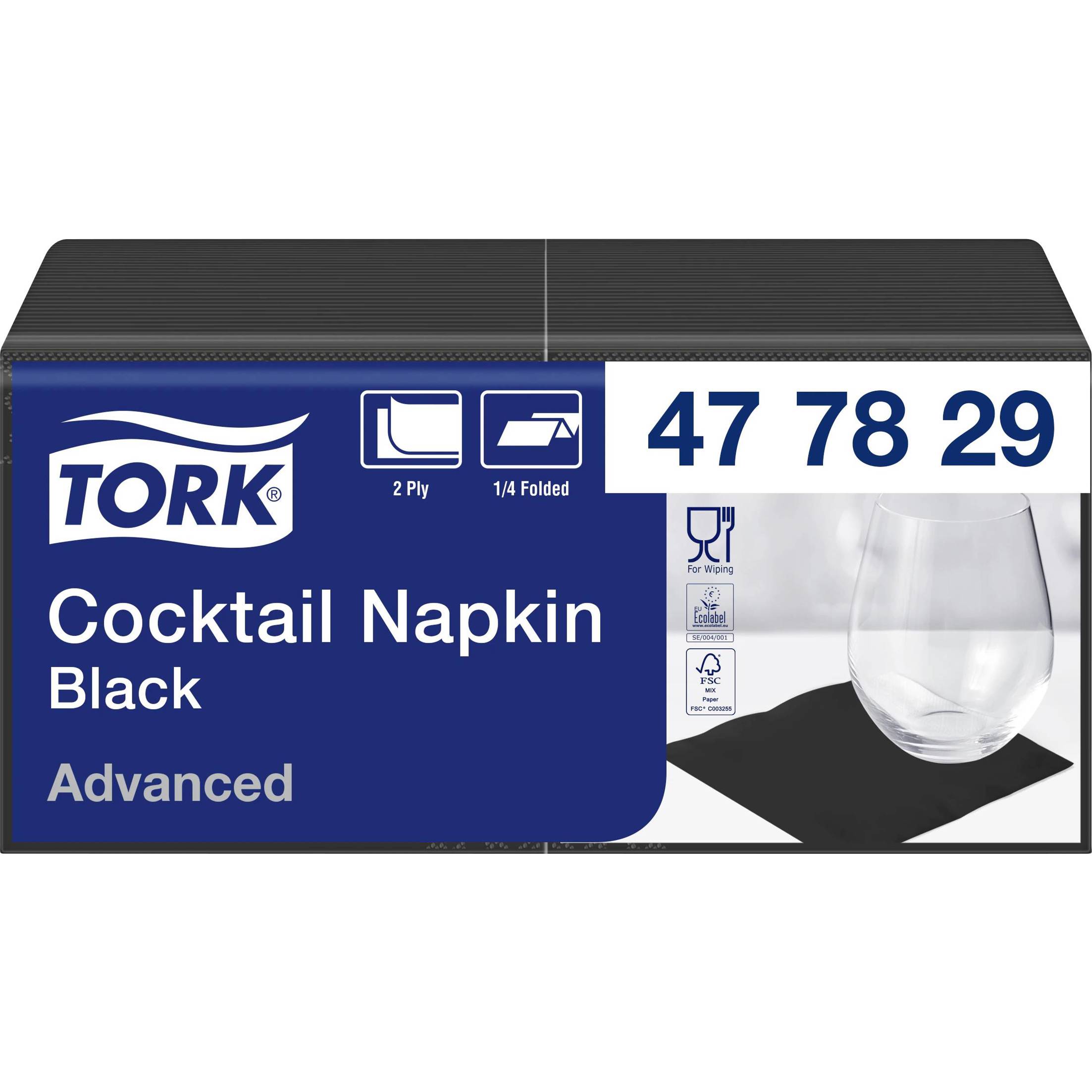 TORK - 477829 Papierserviette (Schwarz, 2lagig, EU Ecolabel)