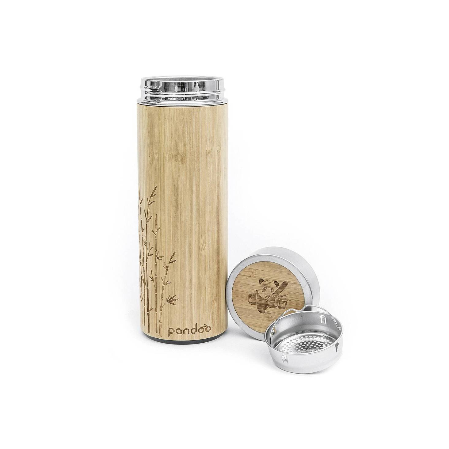 pandoo - Bambus Thermobecher (Doppelwandige Thermoflasche / Reisebecher / Teebereiter)