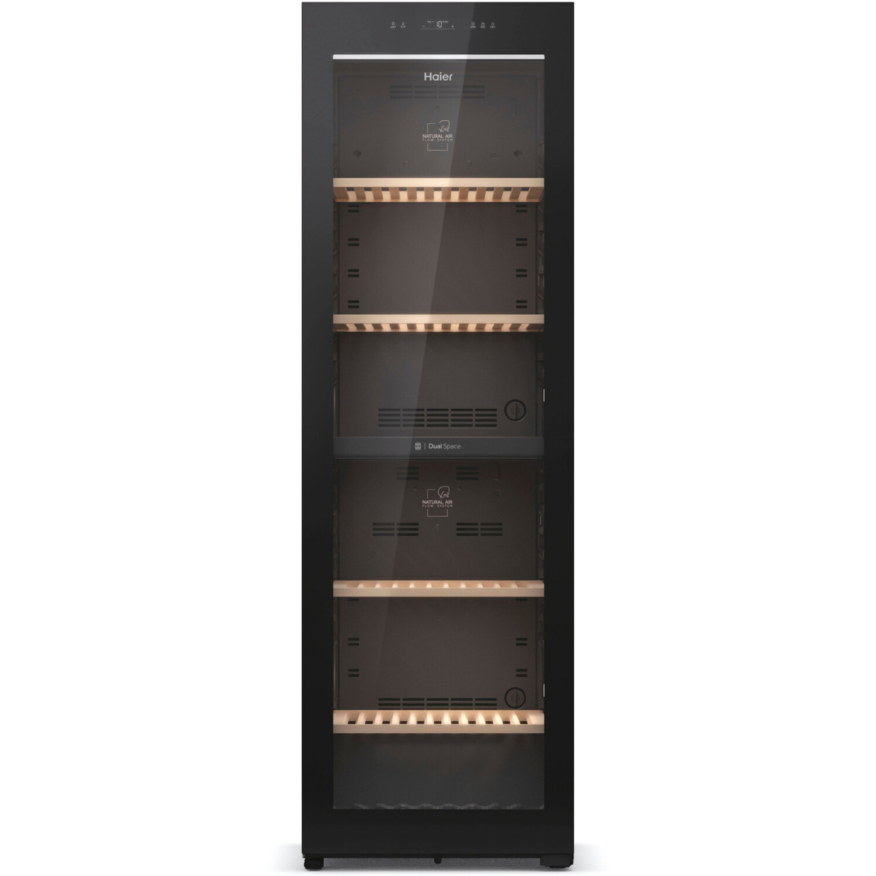 Haier - HWS236GDEH1 - Freistehender Weinklimaschrank Schwarz (236 Flaschen) mit Glastür und Holzlagerböden