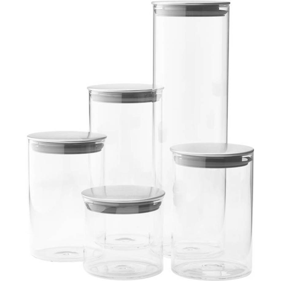 Joseph Joseph - Podium - Aufbewahrungsbehälter Set mit Deckel (Edelstahl & Glas, Rund, Silber/Transparent)