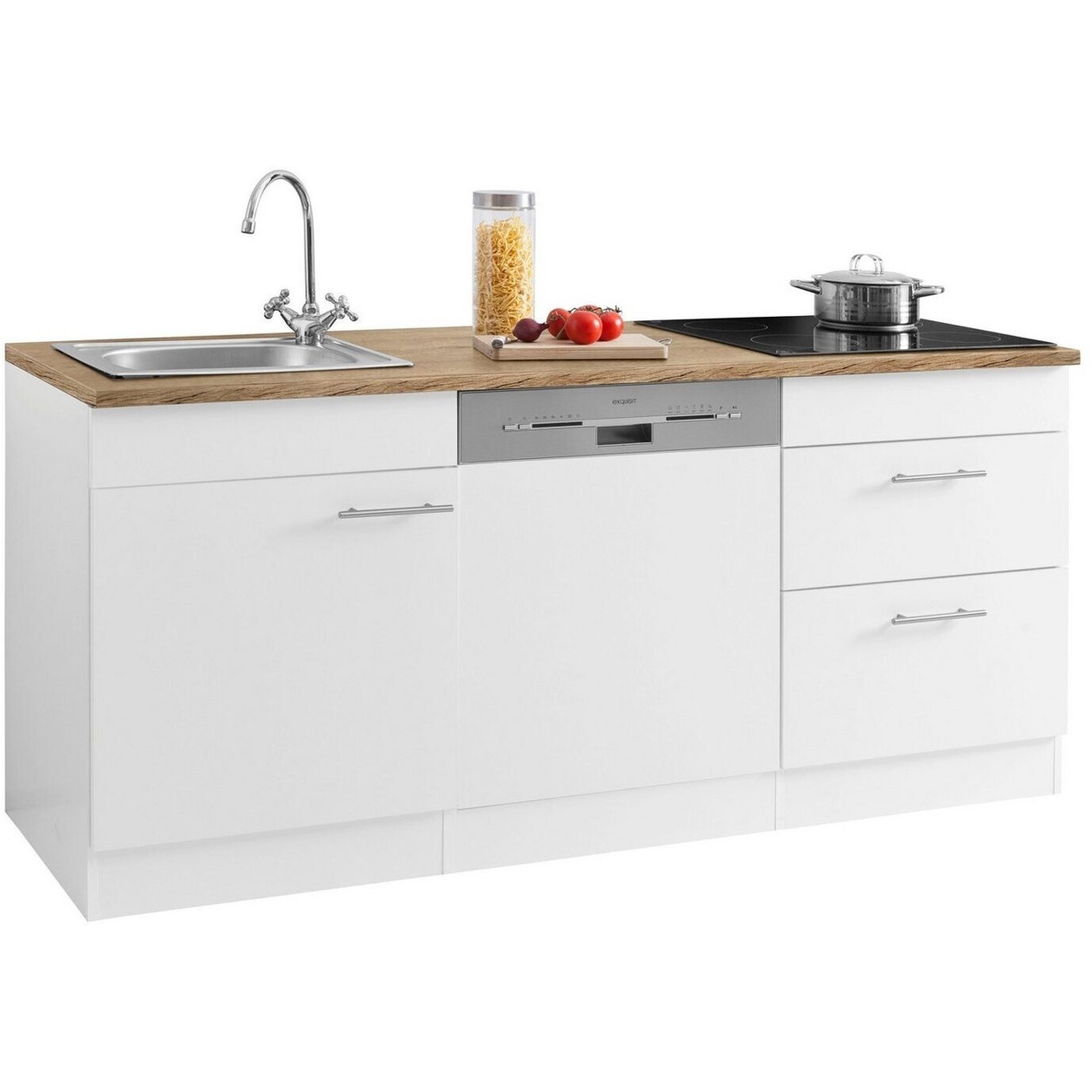 Optifit - 90423926, Miniküche mit Geschirrspüler (weiß, 180 cm)
