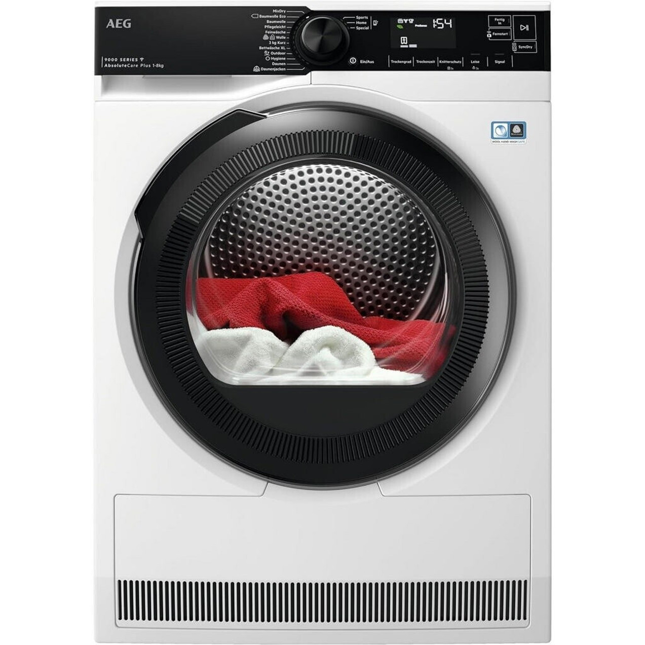 AEG - TR9W75680 Wärmepumpentrockner (weiß, schwarze Klarsichttür, 8 kg Füllmenge, LED Display, freistehend)