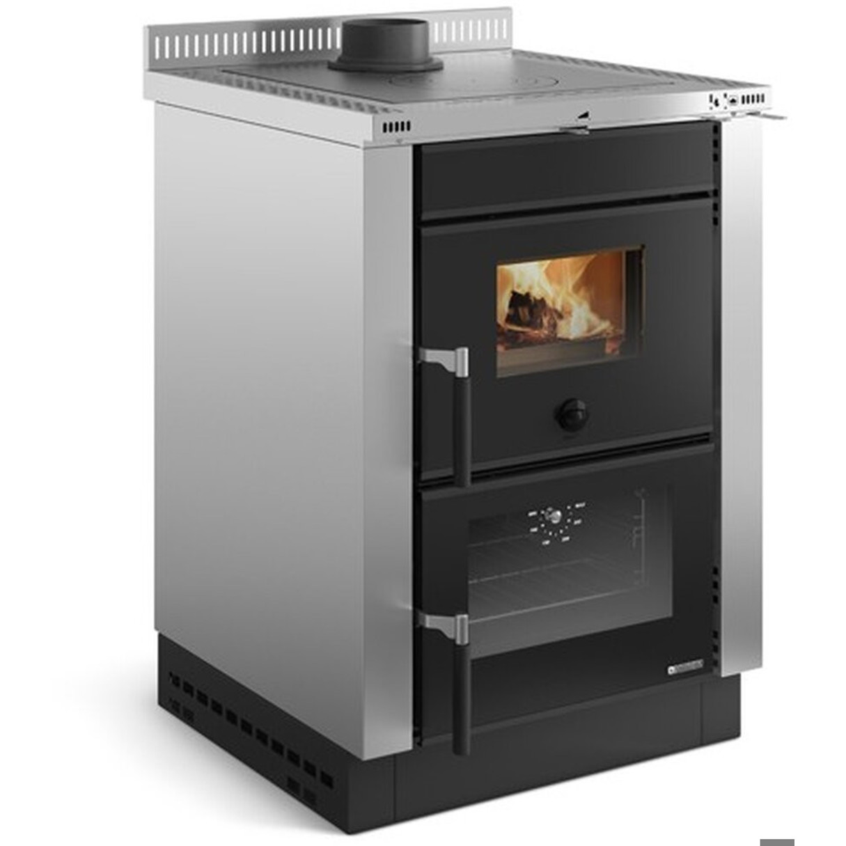La Nordica - Vicenza Evo - Premium Silber Holzherd (Gusseisen, 6 kW, Scheibenspülung, Thermometer)