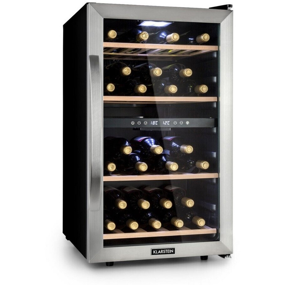 Klarstein - Vinamour 45 Duo - Freistehend Weintemperierschrank mit elektronischer Temperaturregelung, LCD-Display & Innenraumbeleuchtung (rechtsanschlag)