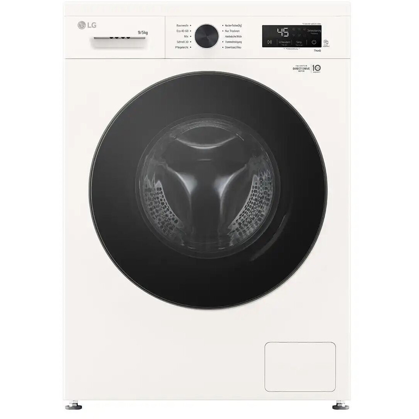 LG - W4WB3095Y (freistehender Waschtrockner) - Edelstahl Frontlader, weiß, 9kg Waschkapazität, 5kg Trocknen, Inverter-Motor, WLAN-fähig mit LG ThinQ, LED Display