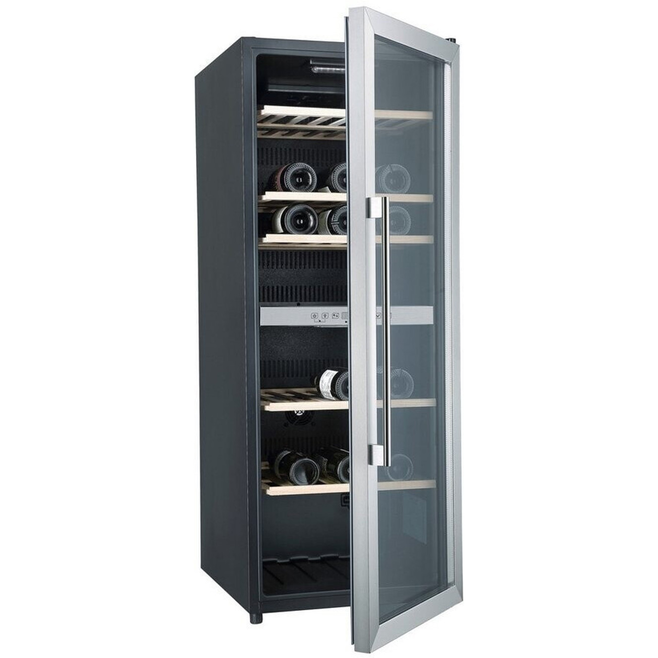 Hanseatic - HWC77FCIA - Freistehender Weinklimaschrank, Schwarz, Kindersicherung, Glastür, 77 Flaschen, LED-Beleuchtung