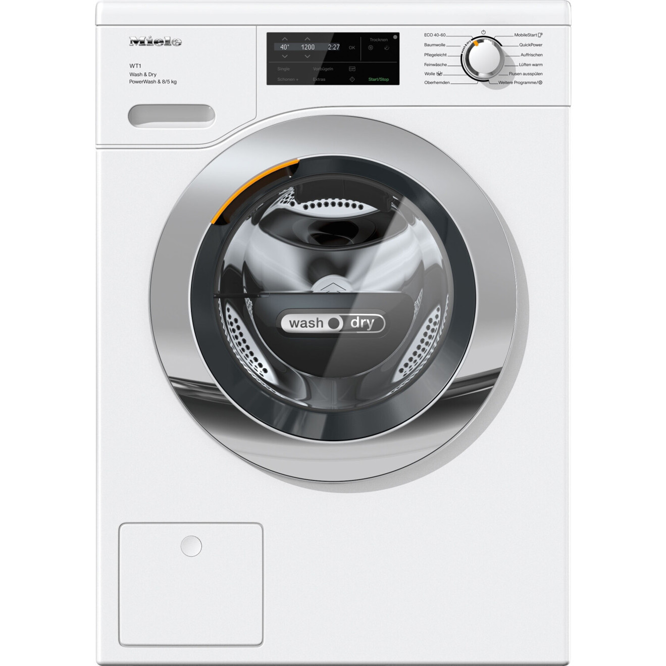 Miele - WTI 360 WPM - freistehender Waschtrockner, Frontlader (8kg Waschen, 5kg Trocknen, 1600 U/min, links)