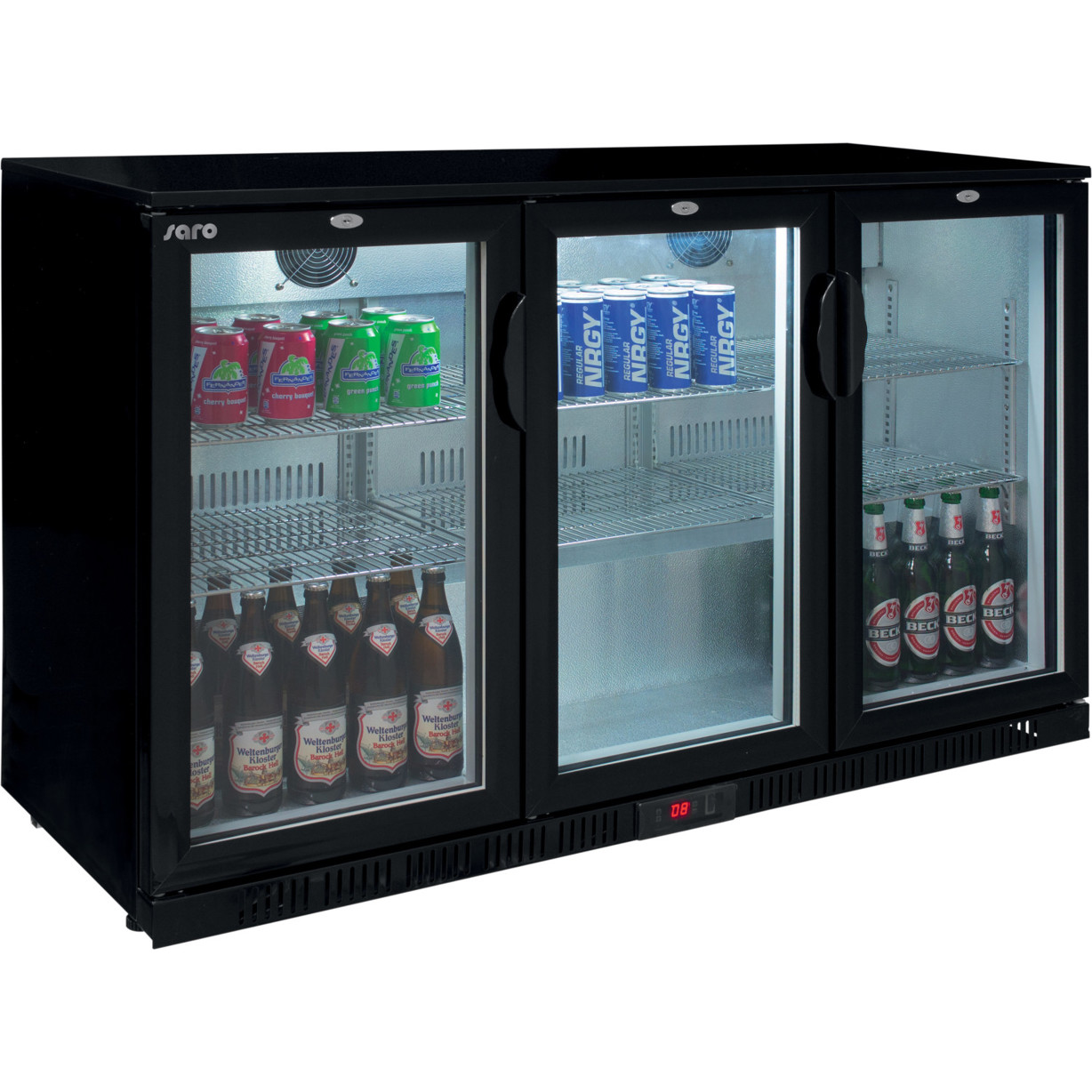 Saro - BC 330 (Freistehender Gewerbekühlschrank aus schwarz lackiertem Stahlblech, Umluftkühlung und 320 Liter Volumen)