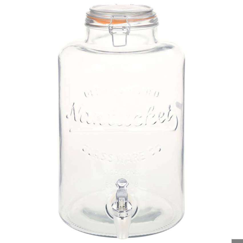 VIDA XL - XXL Wasserspender mit Zapfhahn (Transparent, 8L Glas)