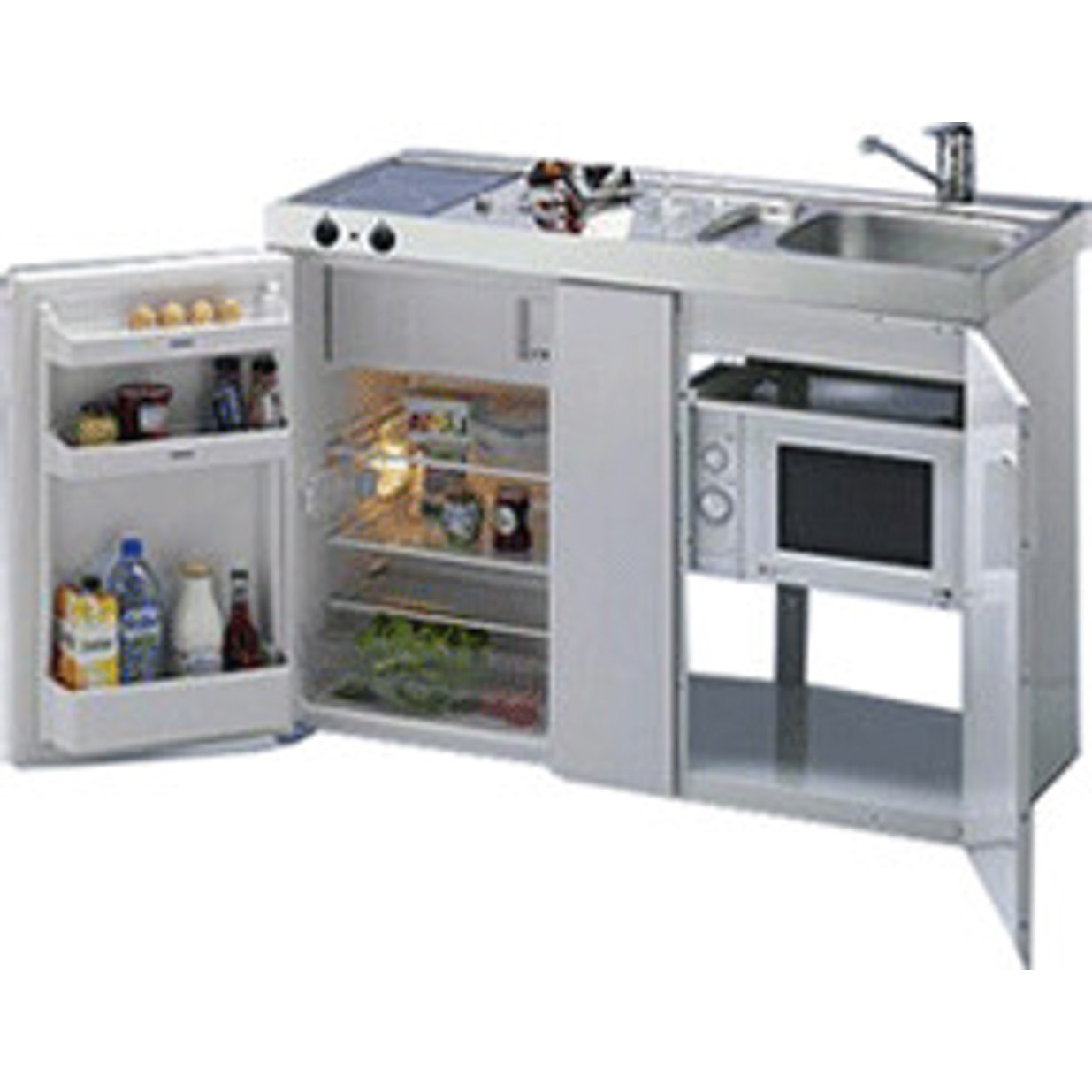 Stengel - MKMC 120 B - Kitchenline Miniküche (mit Glaskeramik, inkl. Microwelle & Kühlschrank)