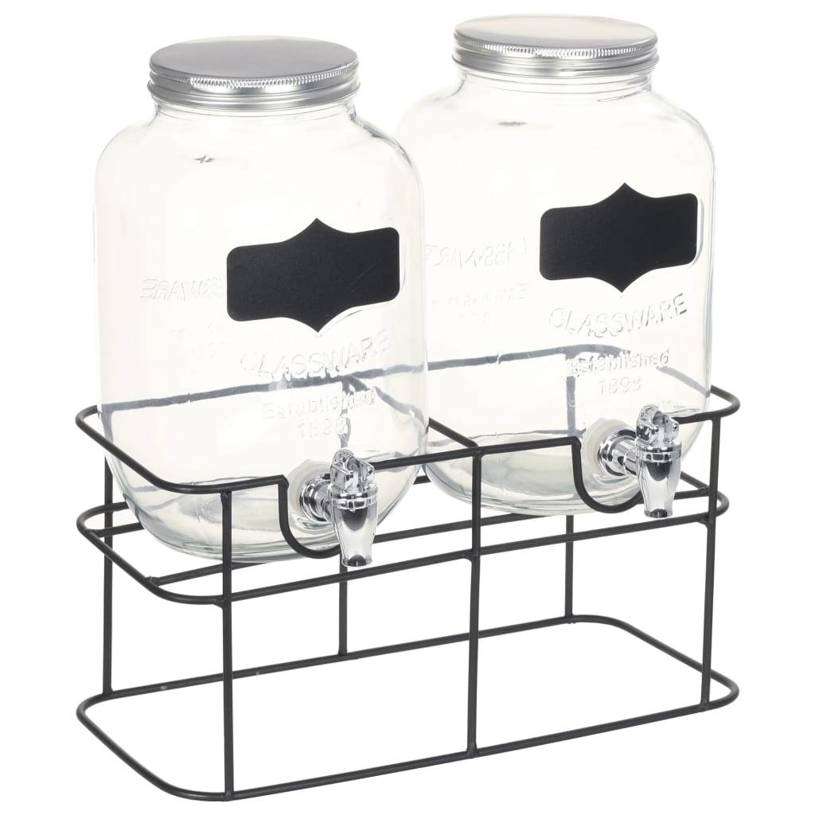 VIDA XL - Getränkespender 2 Stk. mit Ständer (2 x 4 L) Glas